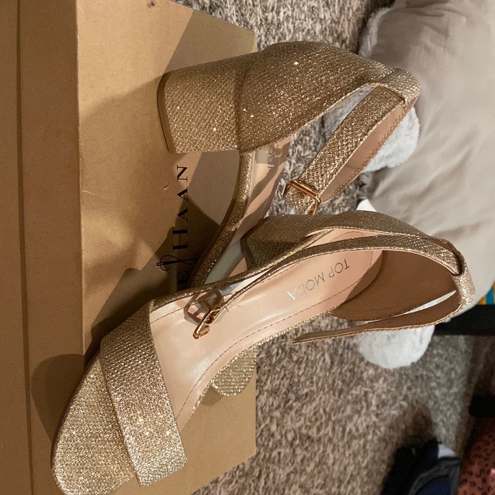 Gold glitter heels